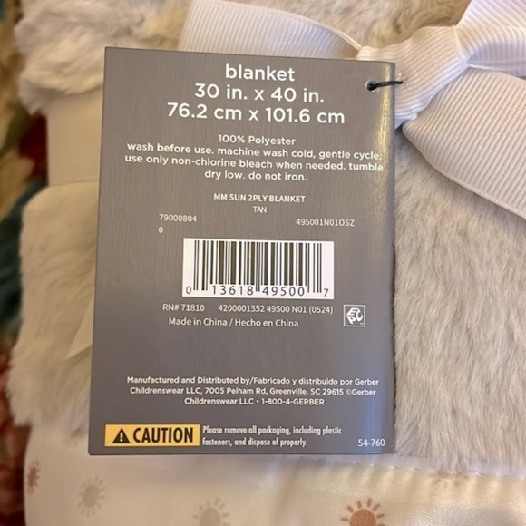 Brand New Modern Moments by Gerber Plush Baby Blanket w/ Satin Trim Neutral - Picture 5 of 13